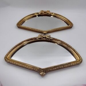 Vintage Home Interiors Gold Fan Wall Mirrors Set of 2
